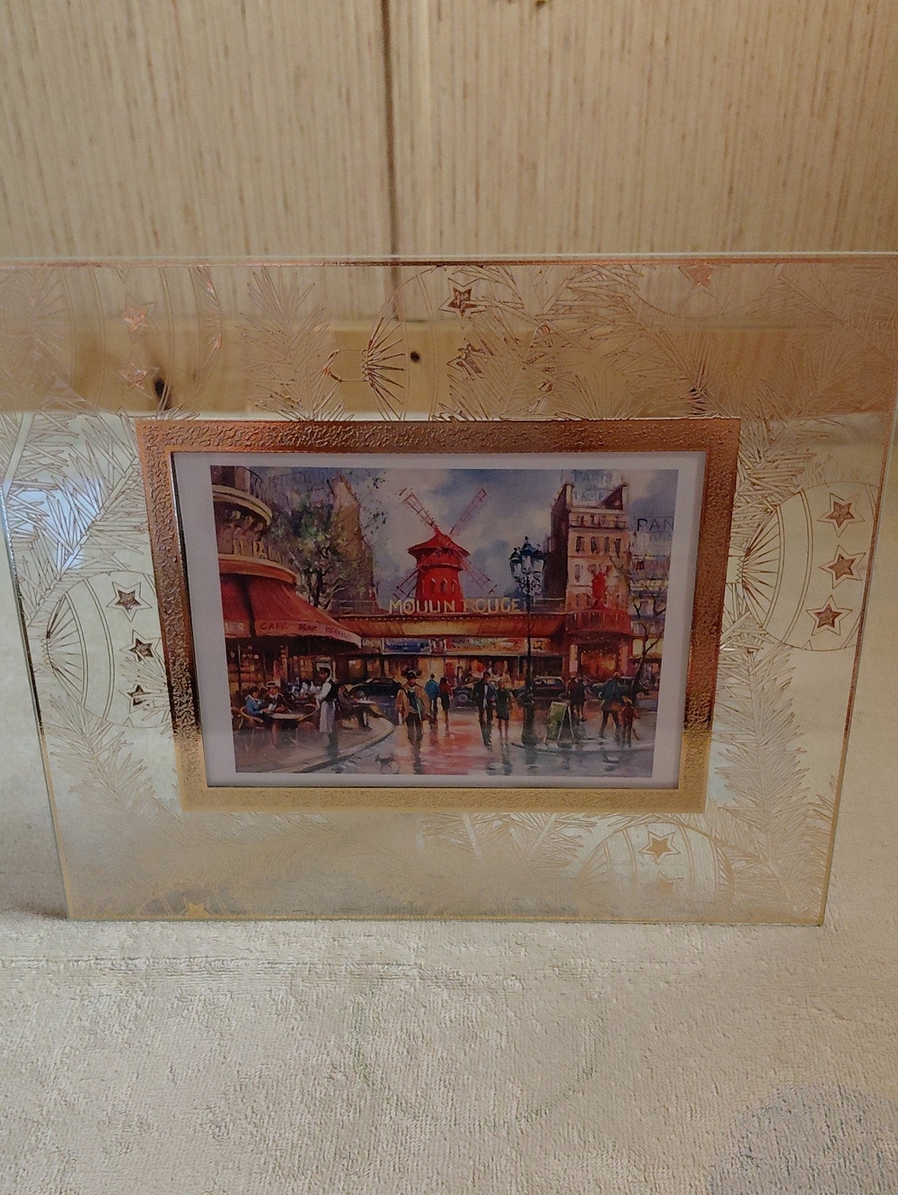 Beltrami Silver Plated Glass Frame With "Paris Le Moulin Rouge" 5x7 Print.